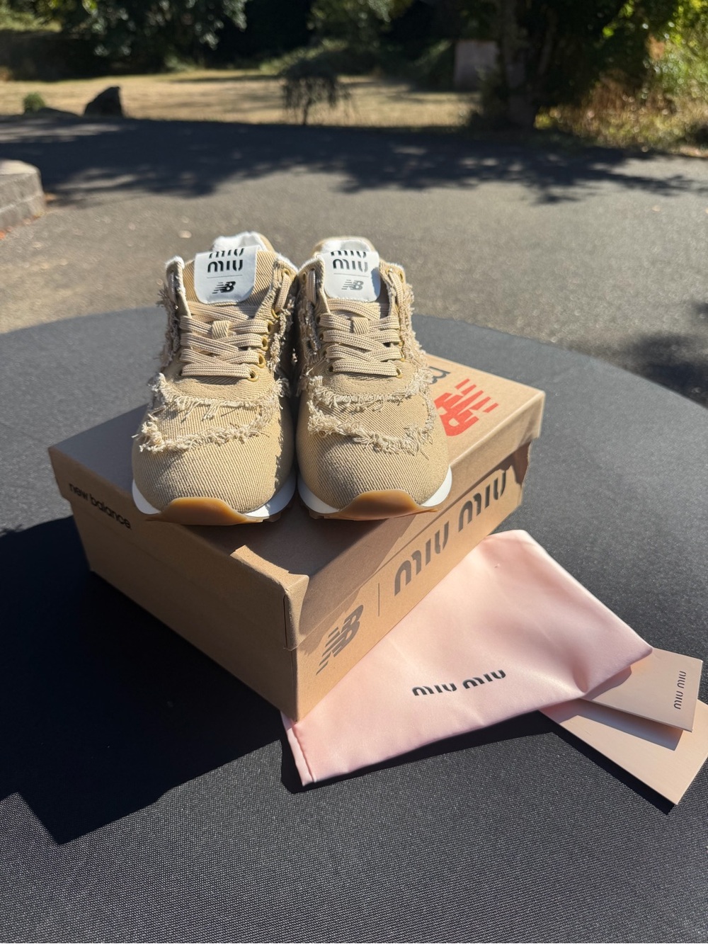 Miu Miu x New Balance 530 Sneakers – Tan/Beige